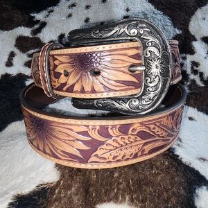 Nocona Sunflower Inlay Belt